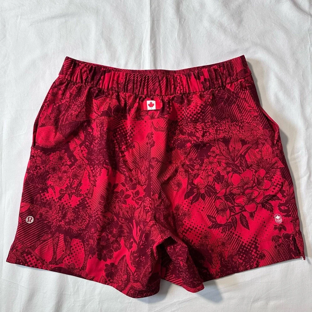 SOLD - Lululemon Team Canada WovenAir HR  Short 6" Sz 10 Spicy Dark Sport Red - Picture 5 of 8